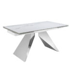 Rectangular porcelain marble extending dining table