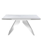 Rectangular porcelain marble extending dining table