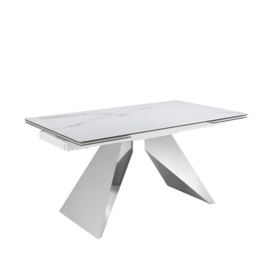 (Español) Mesa comedor extensible rectangular mármol porcelánico y acero cromado dining table - Angel Cerda