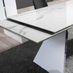 Rectangular porcelain marble extending dining table