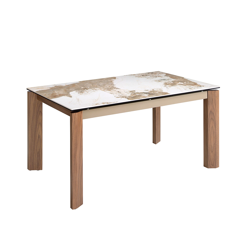 Rectangular porcelain marble extending dining table