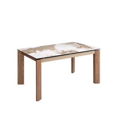 (Español) Mesa comedor extensible rectangular mármol porcelánico y nogal dining table - Angel Cerda