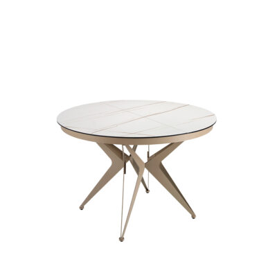 (Español) Mesa comedor extensible rectangular mármol porcelánico y acero efecto nogal dining table - Angel Cerda