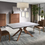 Rectangular porcelain marble extending dining table