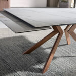 Rectangular porcelain marble extending dining table