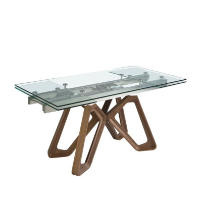 (Español) Mesa comedor extensible rectangular cristal templado y nogal dining table - Angel Cerda