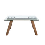 Rectangular tempered glass extending dining table