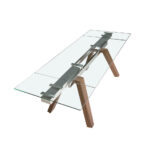 Rectangular tempered glass extending dining table