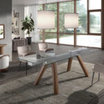 Rectangular tempered glass extending dining table