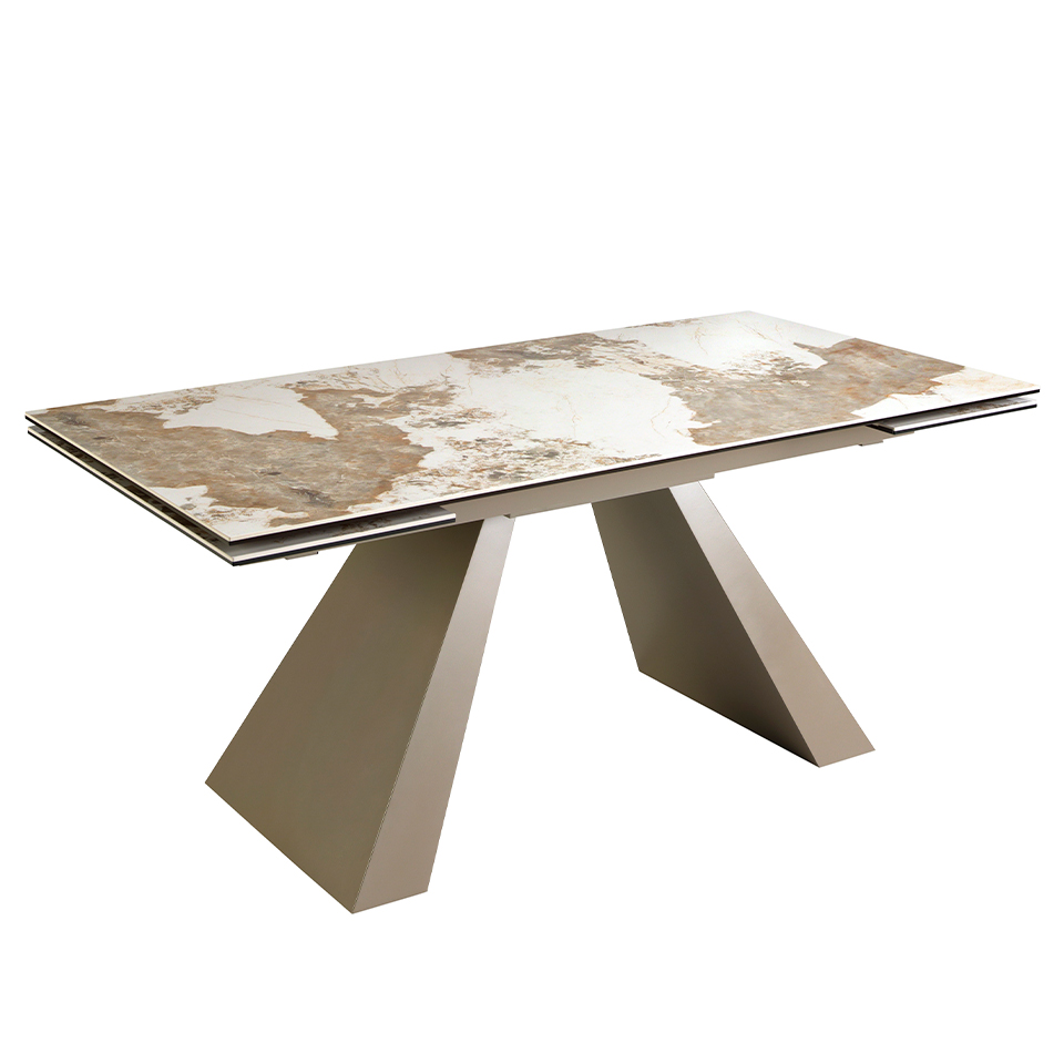 Rectangular porcelain marble extending dining table