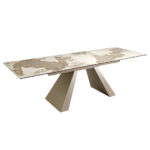 Rectangular porcelain marble extending dining table