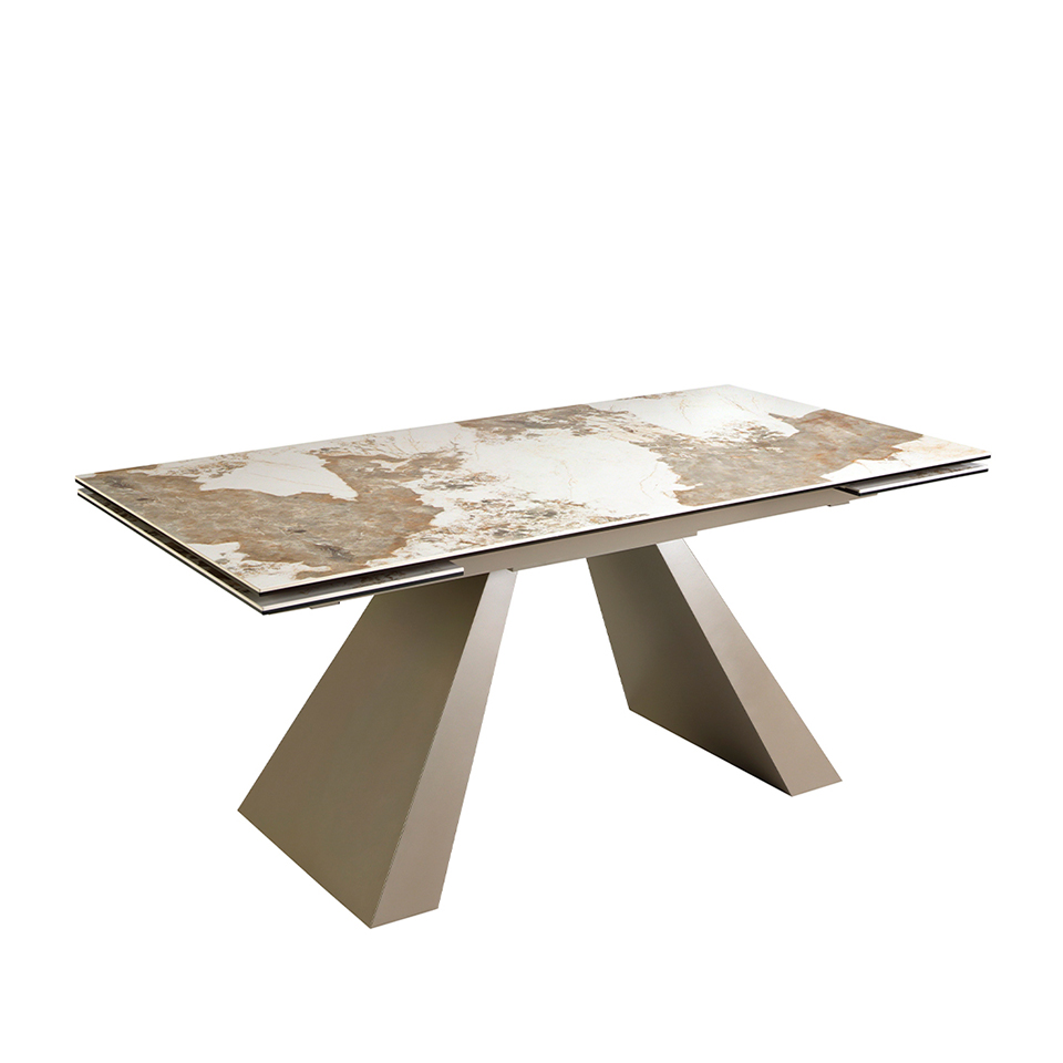 Rectangular porcelain marble extending dining table