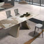 Rectangular porcelain marble extending dining table