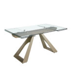 Rectangular tempered glass extending dining table