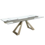 Rectangular tempered glass extending dining table