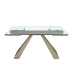 Rectangular tempered glass extending dining table