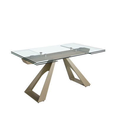 (Español) Mesa comedor extensible rectangular cristal templado y acero color champagne dinnig table - Angel Cerda