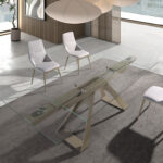 Rectangular tempered glass extending dining table