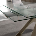 Rectangular tempered glass extending dining table