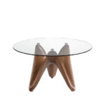 Round tempered glass dining table