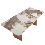 Tavolo da pranzo rettangolare marmo porcellanato e noce