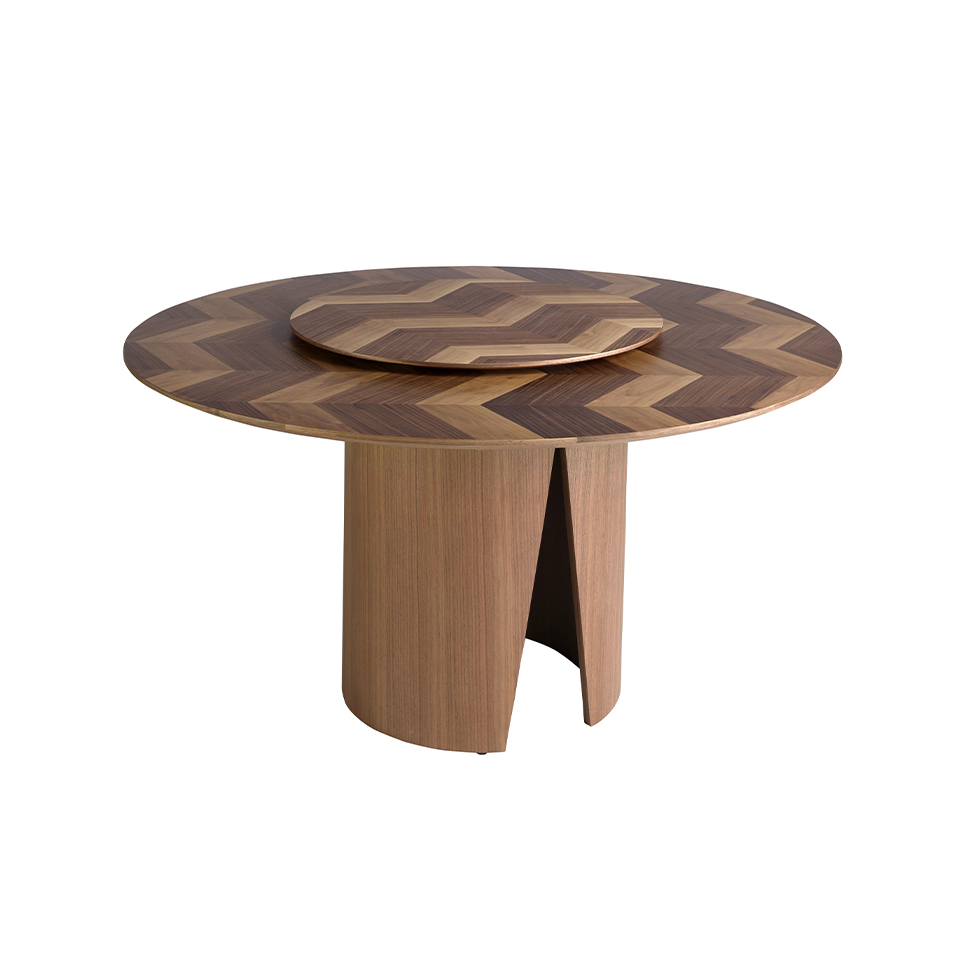 Round walnut dining table