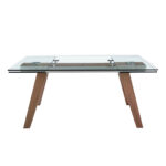 Rectangular tempered glass extending dining table