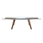 Rectangular tempered glass extending dining table