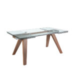 Rectangular tempered glass extending dining table