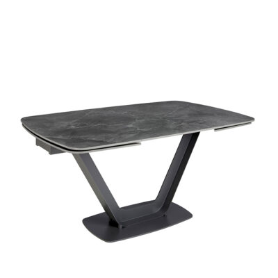 (Español) Mesa comedor extensible ovalada barril mármol porcelánico y acero negro dining table - Angel Cerda