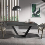 Oval Barrel porcelain marble extending dining table