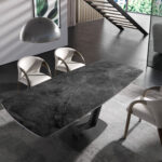 Oval Barrel porcelain marble extending dining table