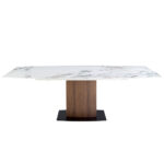 Раздвижной обеденный стол овальная бочка фарфоровый мрамор
