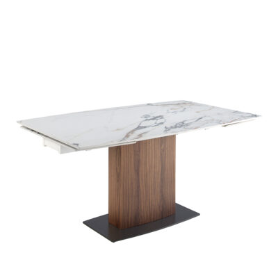 Mesa comedor extensible ovalada barril mármol porcelánico y nogal dining table - Angel Cerda