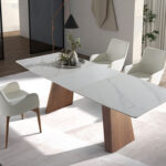 Oval Barrel porcelain marble extending dining table