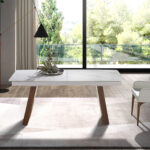 Oval Barrel porcelain marble extending dining table