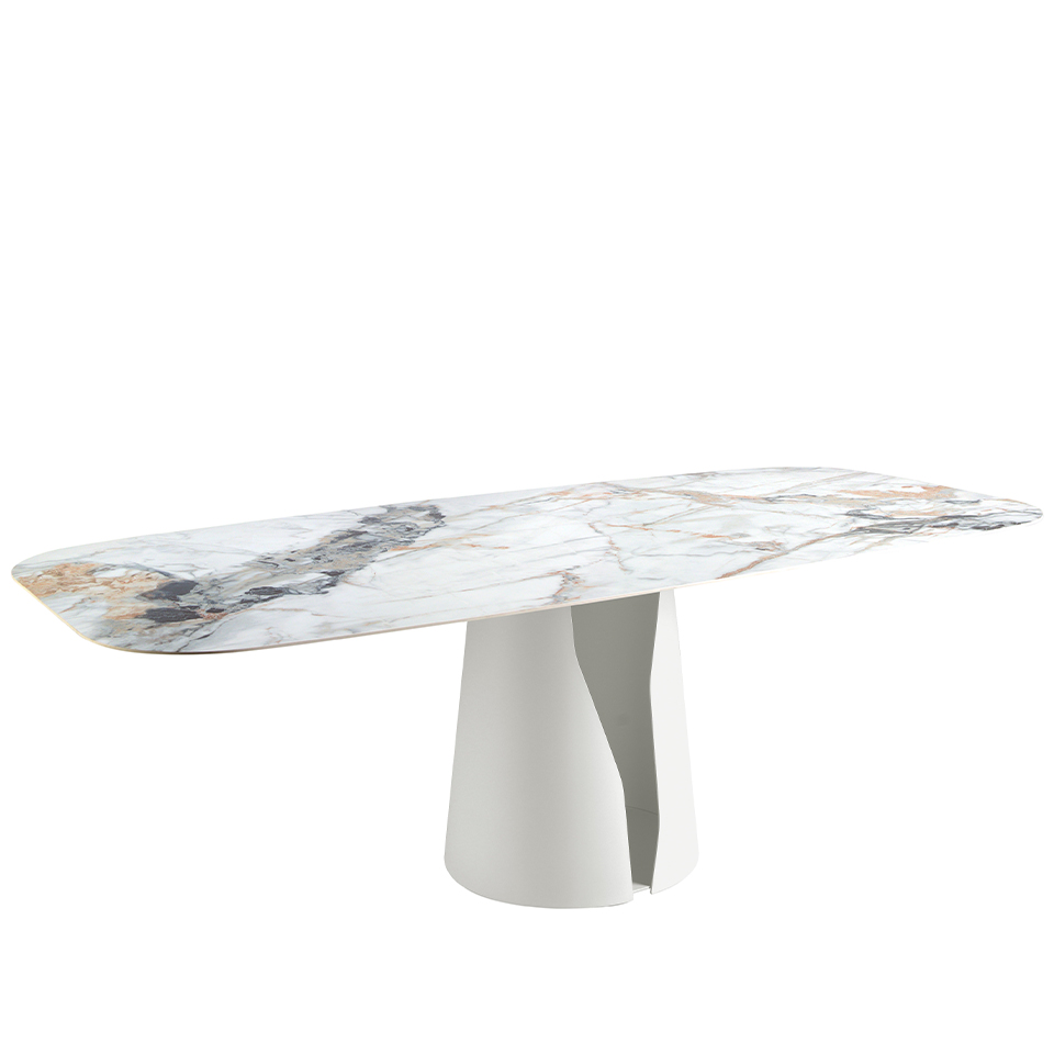 Oval Barrel porcelain marble dining table