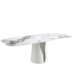 Table à manger baril ovale marbre porcelaine