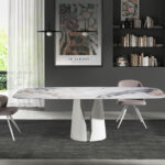 Oval Barrel porcelain marble dining table