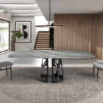 Oval Barrel porcelain marble dining table