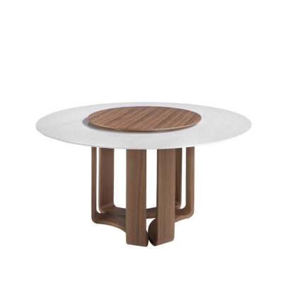 Mesa comedor redonda mármol porcelánico y nogal Dining table - Angel Cerda