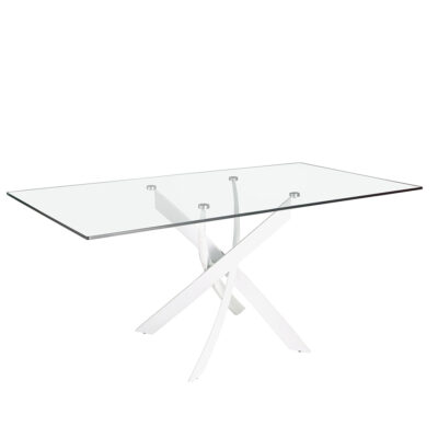 (Español) Mesa comedor rectangular cristal templado y acero blanco Dining table - Angel Cerda