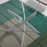 Rectangular dining table in tempered glass and white stainless steel