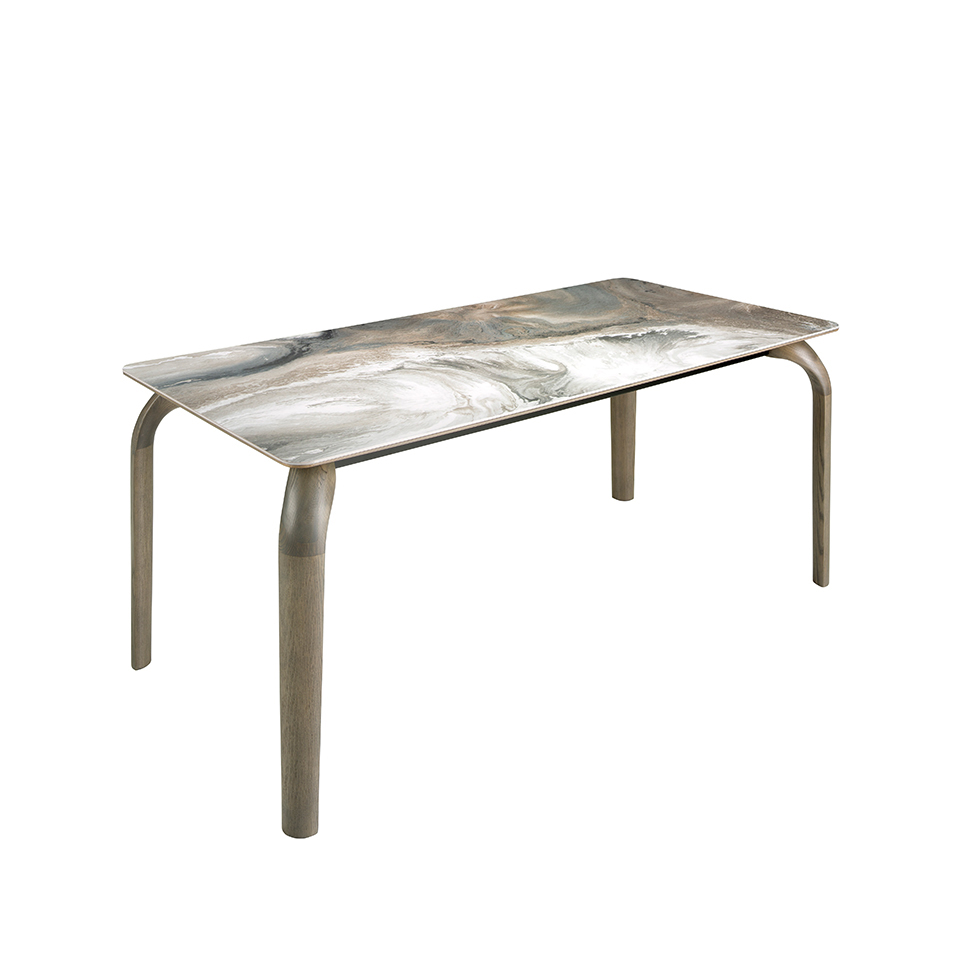 Rectangular porcelain marble dining table