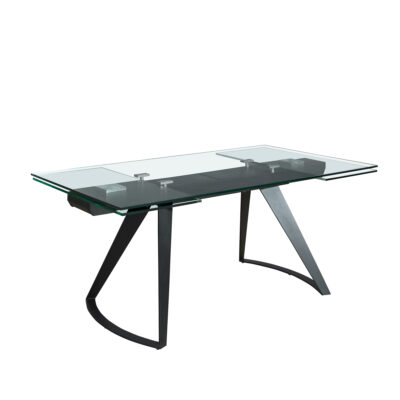 Mesa comedor extensible rectangular cristal templado y acero negro dining table - Angel Cerda