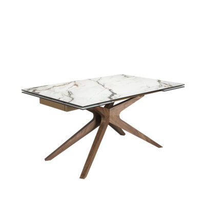 (Español) Mesa comedor extensible rectangular mármol porcelánico y nogal dining table - Angel Cerda