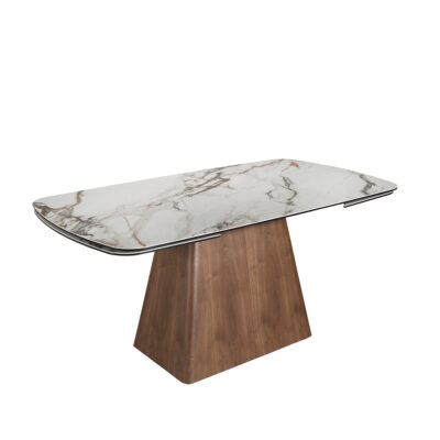 (Español) Mesa comedor extensible rectangular mármol porcelánico y nogal dining table - Angel Cerda