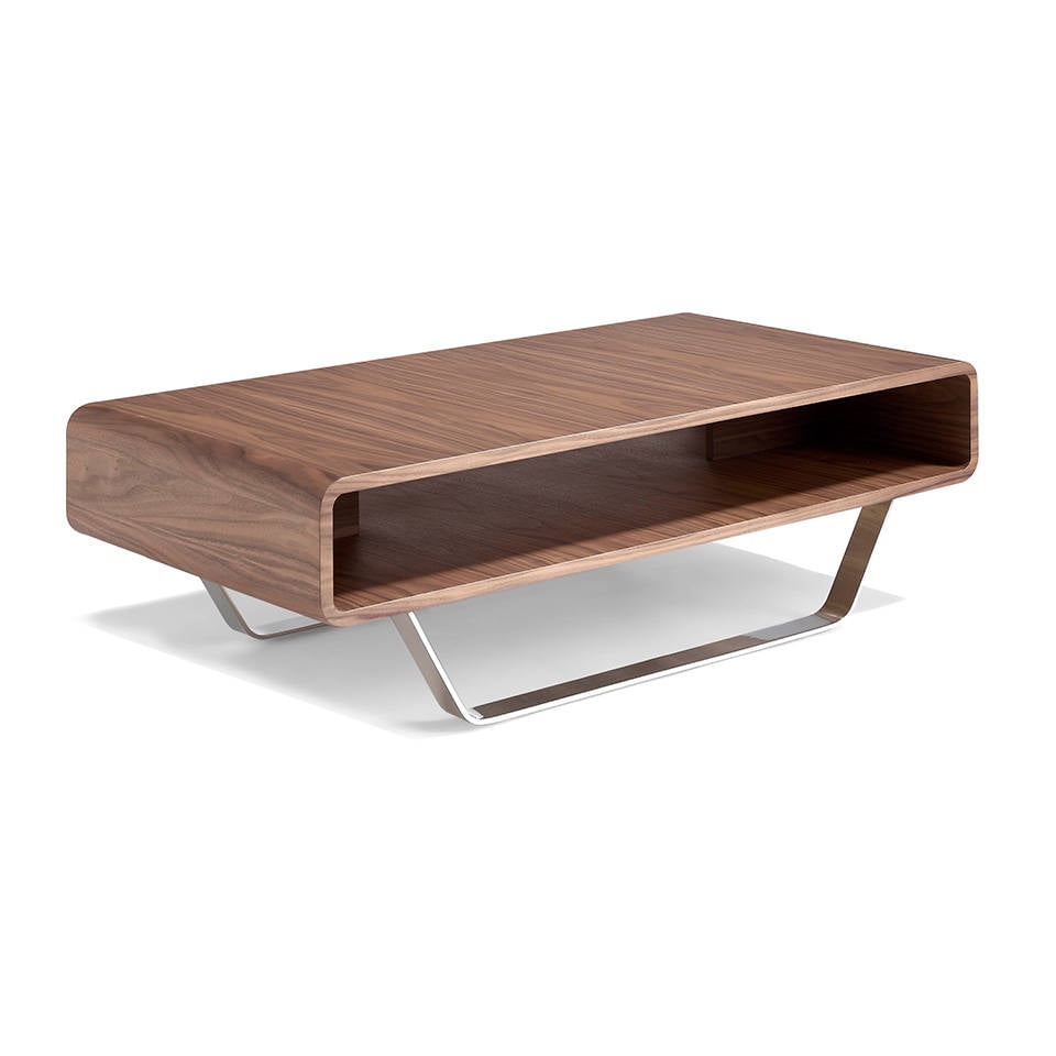 Walnut wood and chrome steel coffee table Walnut wood and chrome steel coffee table