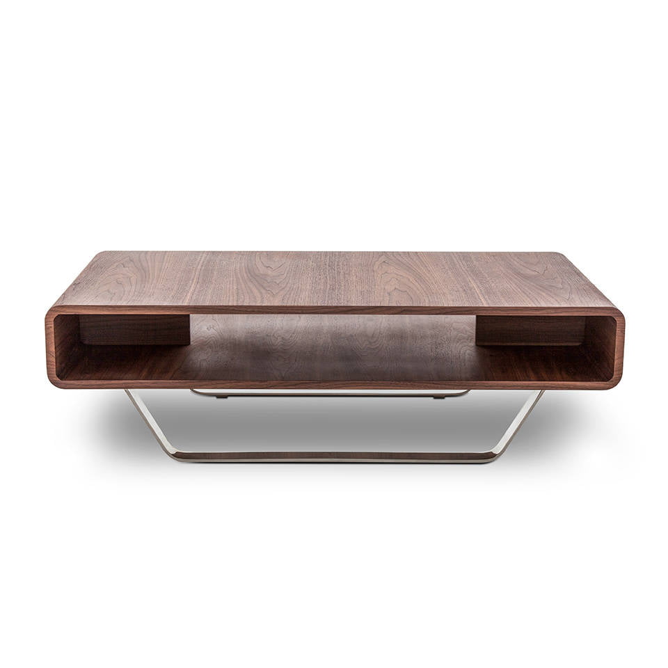 Walnut wood and chrome steel coffee table Walnut wood and chrome steel coffee table