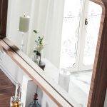 Walnut wood frame rectangular mirror